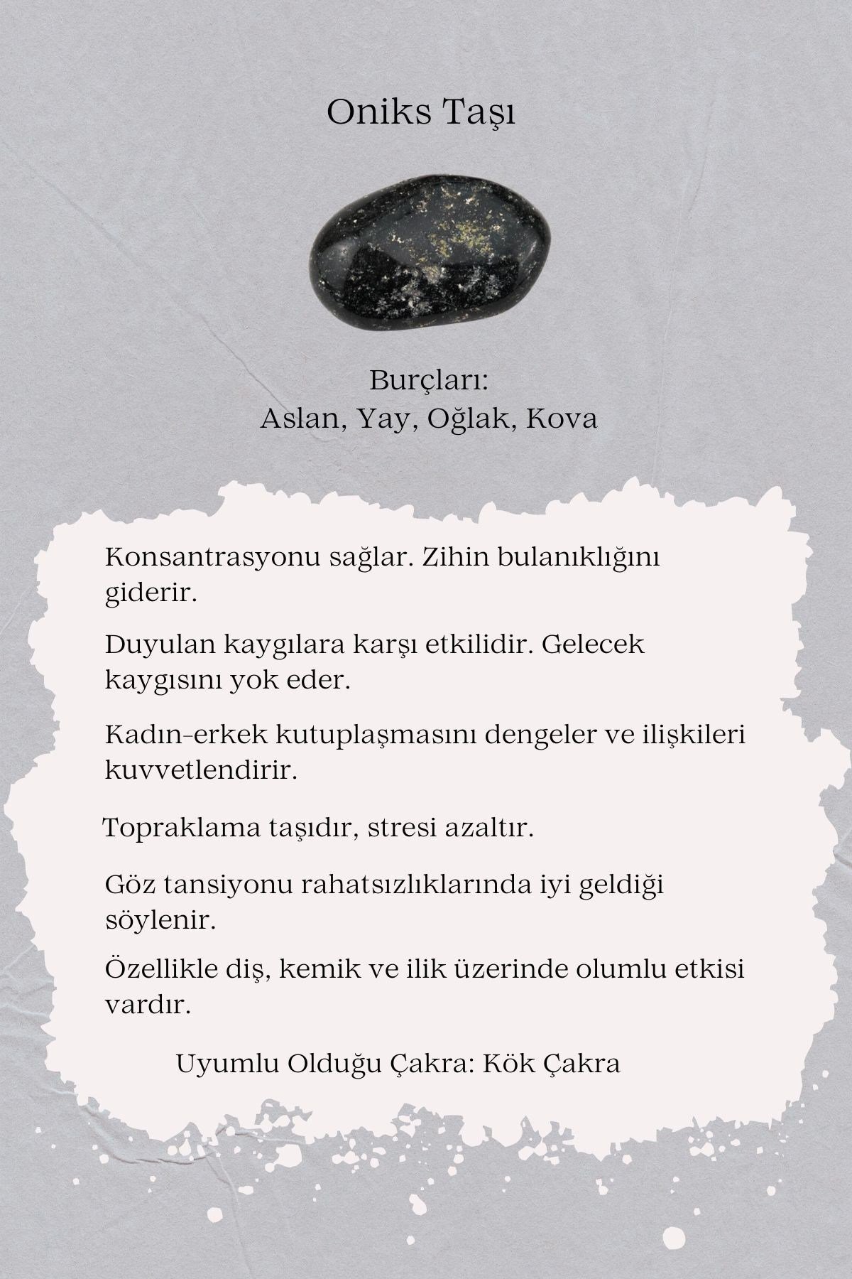 Oniks Doğal Taş Bileklik Nazar Depresyona Karşı Etki Denge Güç Taşı