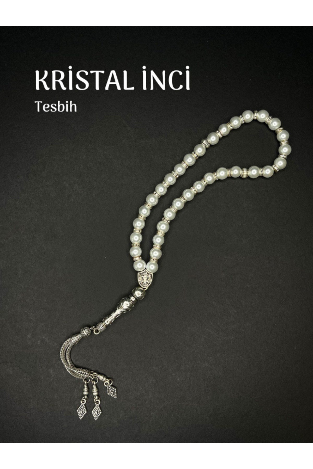 Parlak Kristal İnci Tesbih Küre Kesim 8mm Tesbih