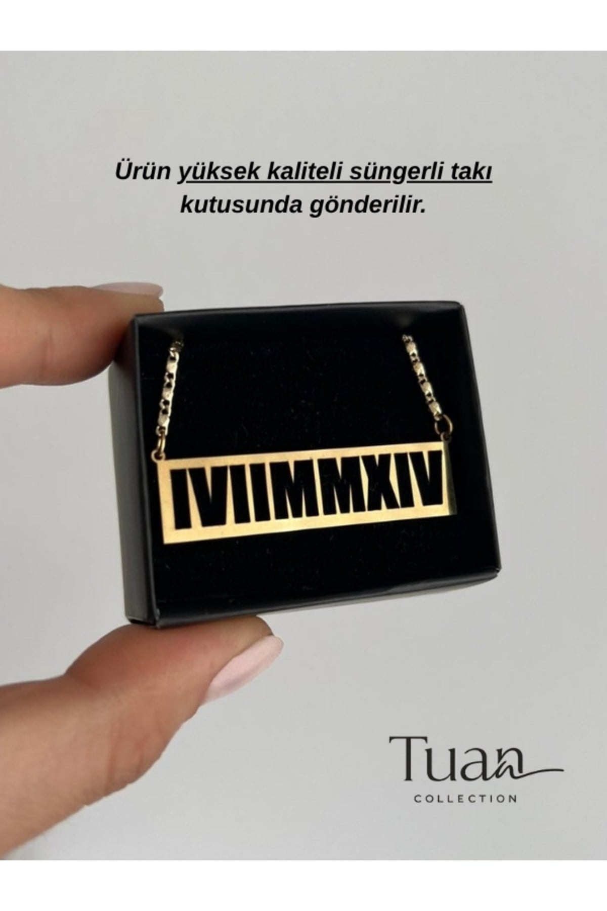 Roma Rakamı Tarih Yazılı Gold Çelik Tarih Zirkon Altın Kaplama Zincir Kişiselleştirilebilir Kolye