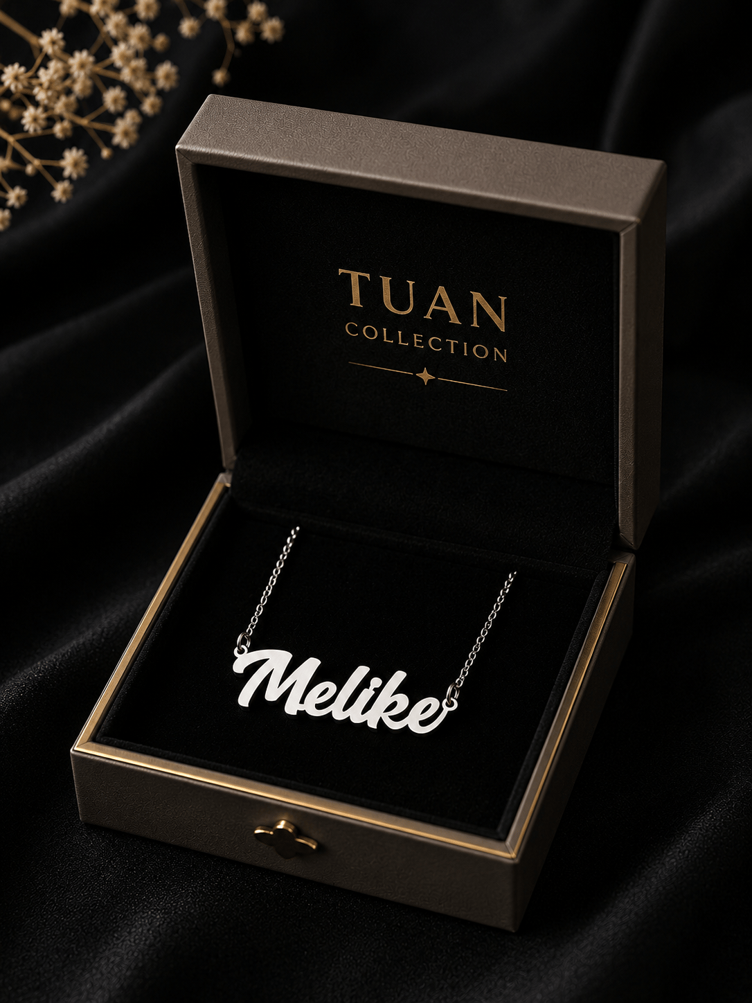 Tuan Collection Komple Yüksek Kalite Çelik Kişiye Özel İsim Kolye Özel Tasarım Gümüş Renk Kişiselleştirilebilir Hediye