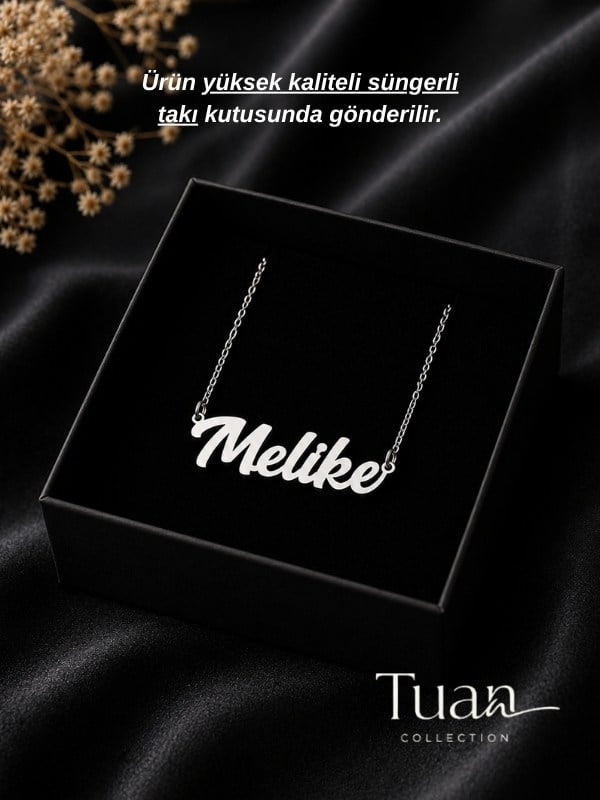 Tuan Collection Komple Yüksek Kalite Çelik Kişiye Özel İsim Kolye Özel Tasarım Gümüş Renk Kişiselleştirilebilir Hediye