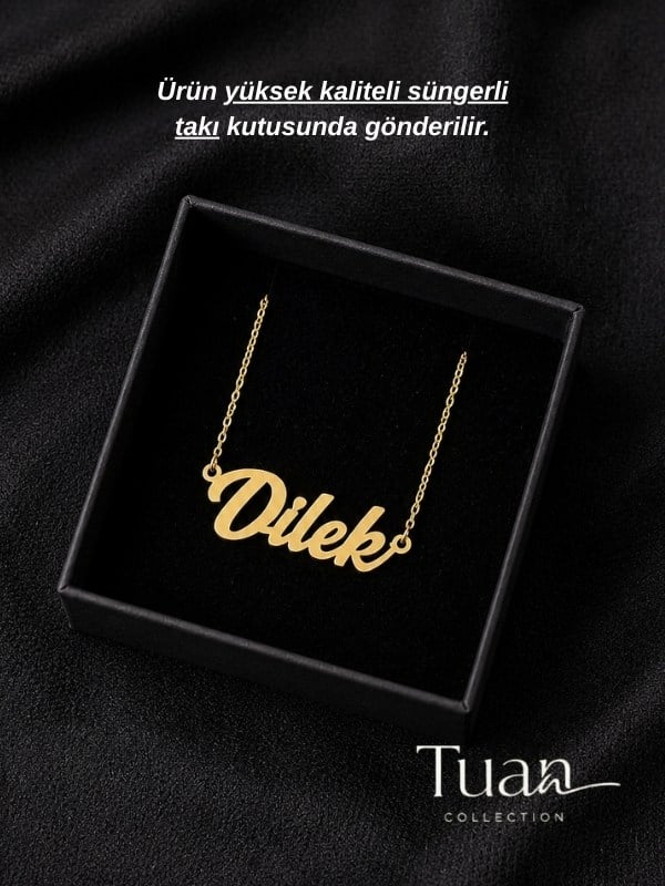Tuan Collection Komple Yüksek Kalite Çelik Kişiye Özel İsim Kolye Özel Tasarım Gümüş Renk Kişiselleştirilebilir Hediye
