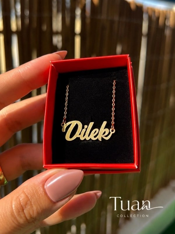 Tuan Collection Komple Yüksek Kalite Çelik Kişiye Özel İsim Kolye Özel Tasarım Gümüş Renk Kişiselleştirilebilir Hediye