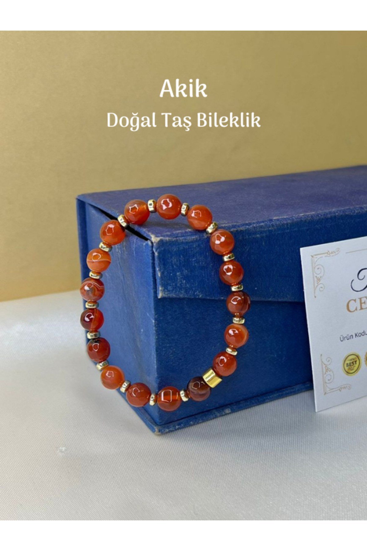 Yüksek Kalite Akik Doğal Taş Bileklik Kendine Güven Zihinsel Netlik Pozitif Enerji ve Şifa