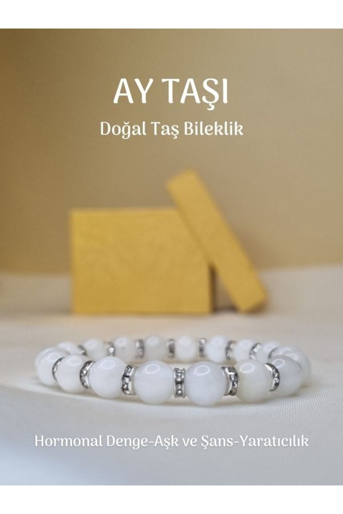 Yüksek Kalite Ay Doğal Taş Pirinç Dekorlu Bileklik Bereket, Başarı Pozitif Enerji Taşı