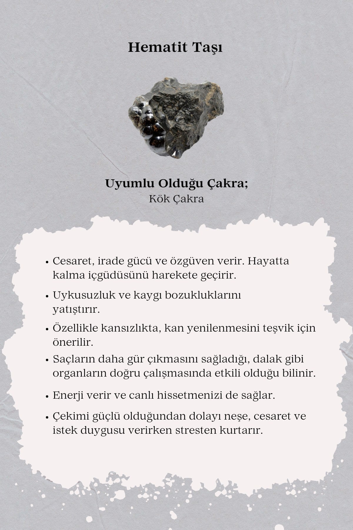 Yüksek Kalite Hematit Doğal Taş Bileklik Zenginlik, Canlılık, Güç ve Cesaret Sembolü Şifa Taşı