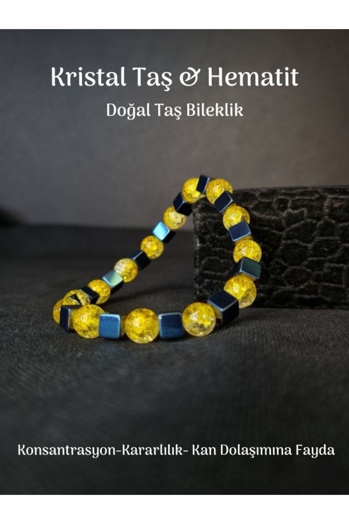 Yüksek Kalite Kristal Taş ve Hematit Doğal Taş Bileklik Kararlılık, İçsel Denge, Başarı