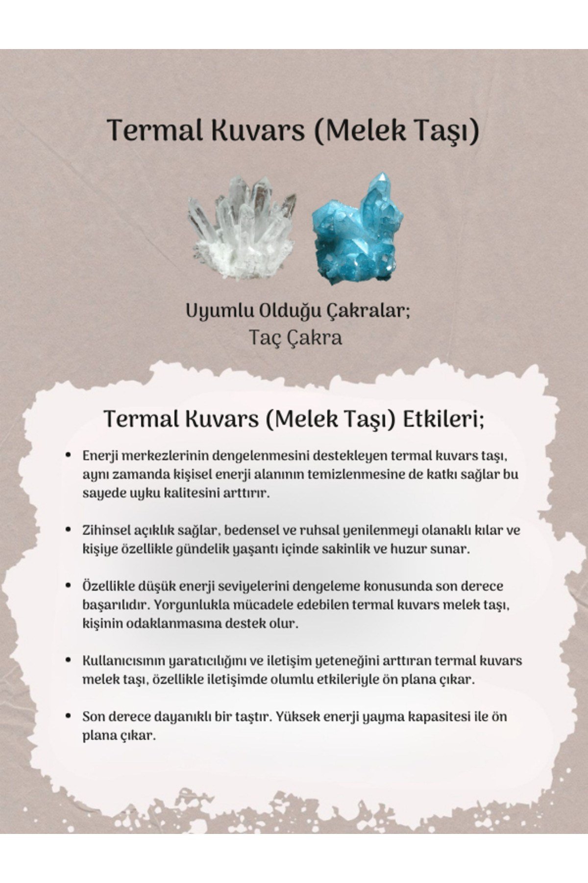 Yüksek Kalite Termal Kuvars (Melek Taşı) Doğal Taş Bileklik Enerji Dengeleme- Aura Temizleme
