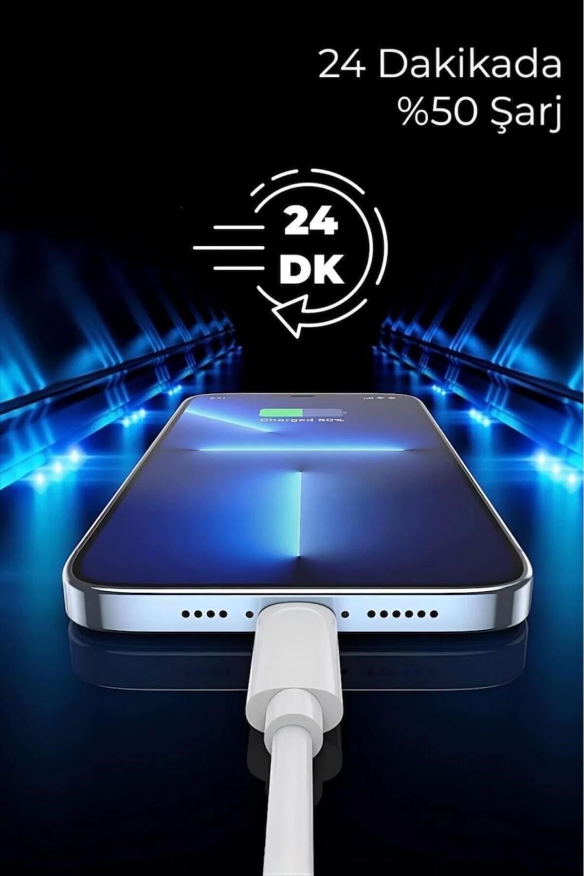 20W USB-C Power Adapter iPhone Hızlı Şarj Aleti + USB-C Kablo Beyaz