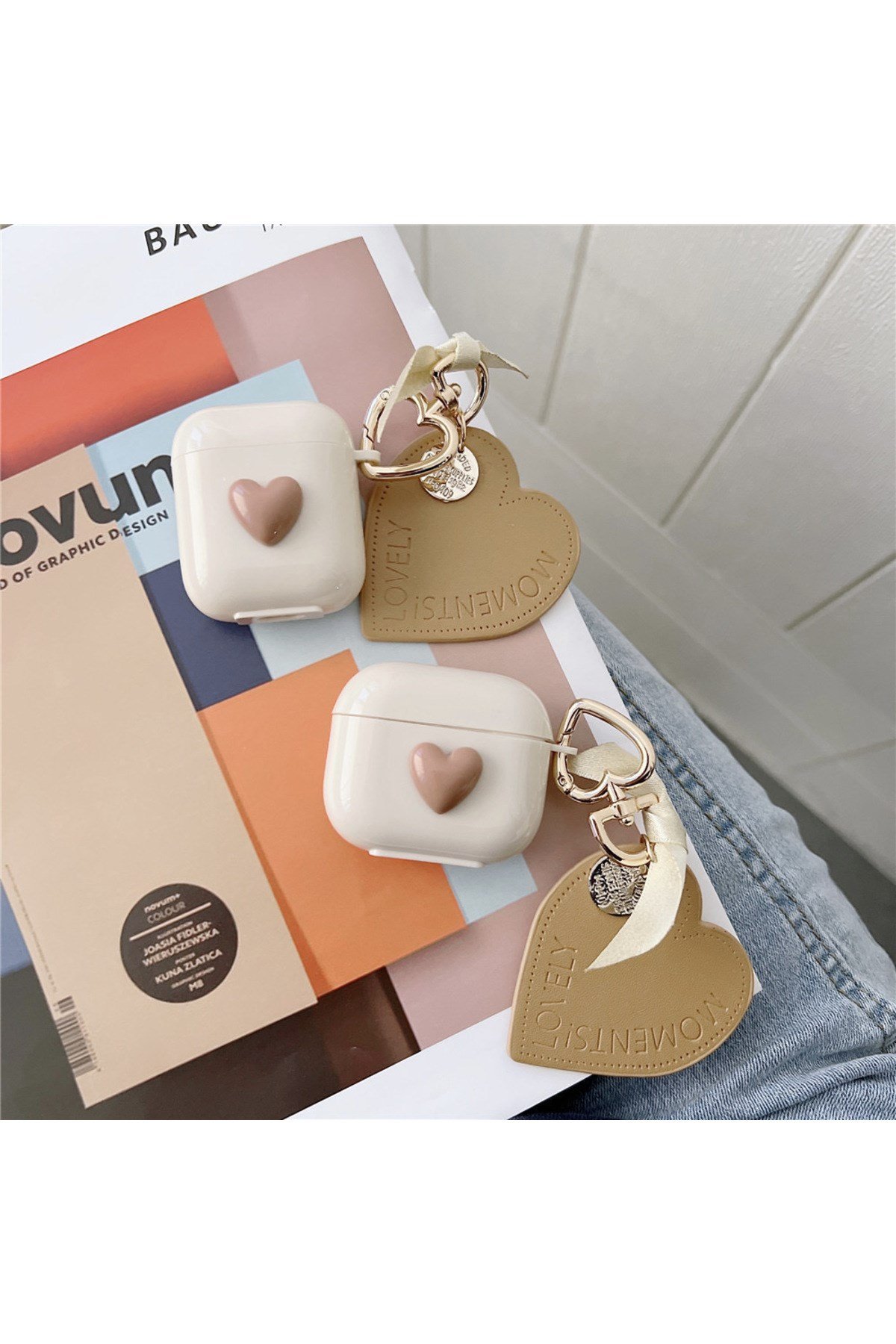 Airpods 1. Ve 2. Nesil ile Uyumlu Kalpli Aksesuarlı Pinterest Estetiği Kore Stil Şık Koruyucu Kılıf