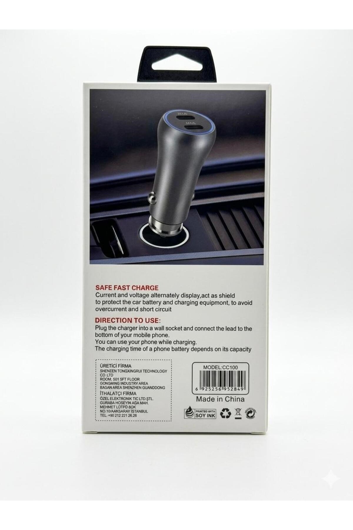 CC100 100W Araç Şarj Cihazı Çift USB-C PD 65W 35W