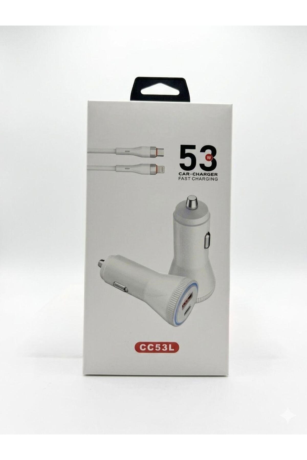 CC53L 53W Hızlı Araç Şarj Cihazı USB-C PD Lightning Kablo iPhone Uyumlu