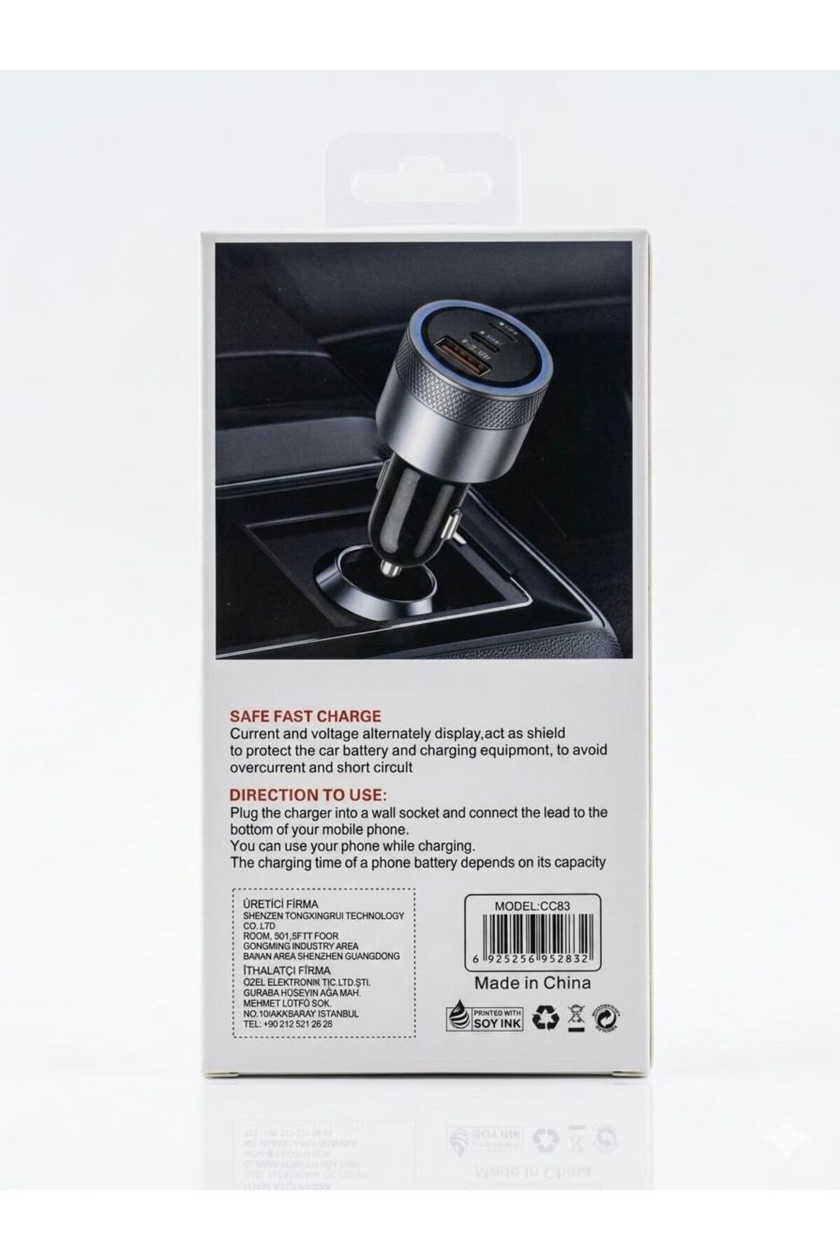 CC83 83W Araç Şarj Cihazı 3 Çıkışlı Çift USB-C PD 30W USB-A QC