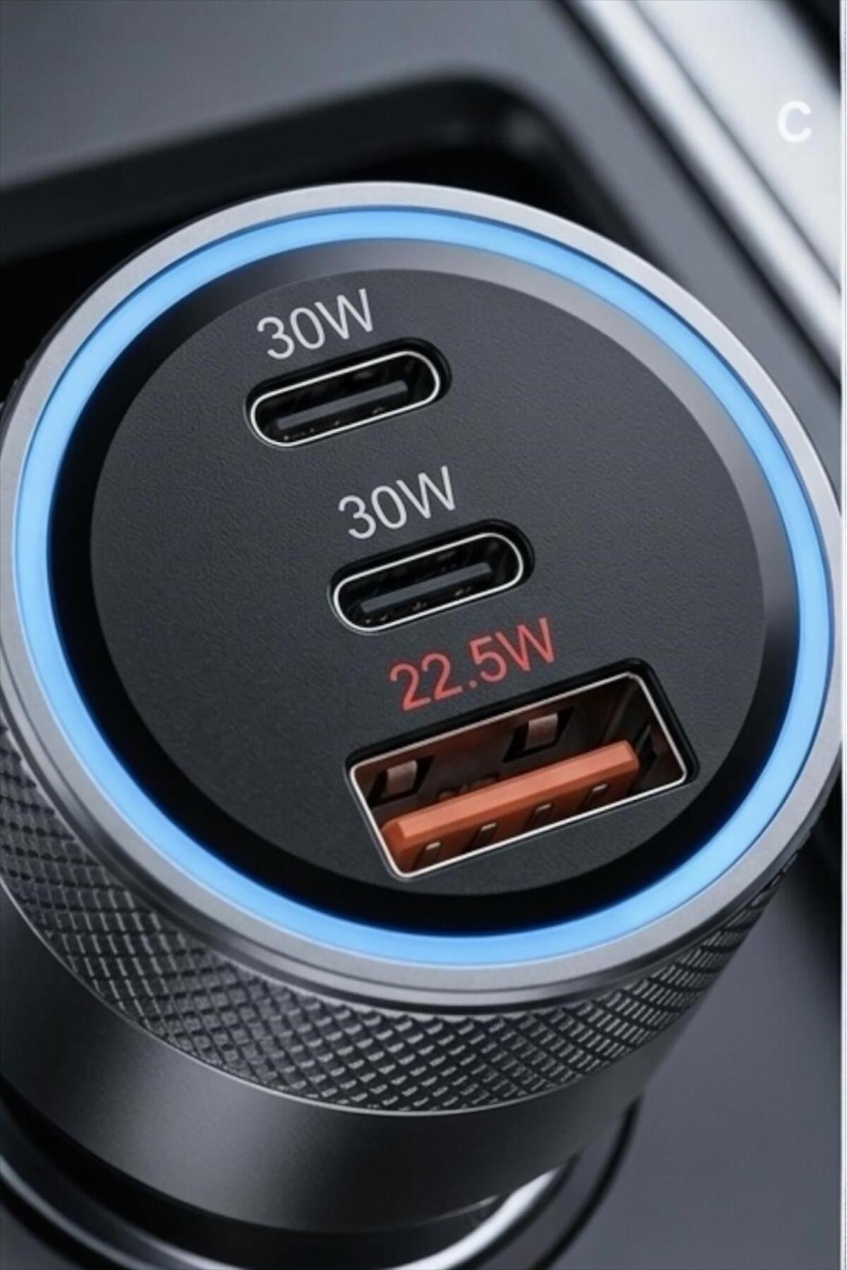 CC83 83W Araç Şarj Cihazı 3 Çıkışlı Çift USB-C PD 30W USB-A QC