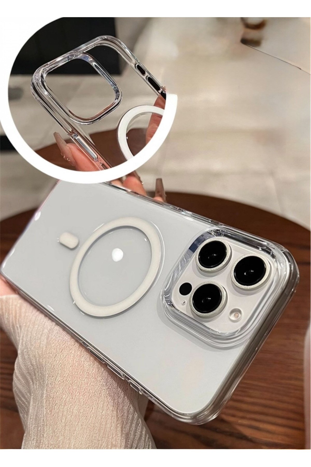 Iphone 13 Uyumlu MagSafe Destekli Şeffaf Sararmaz Mika Kılıf, Kamera Korumalı Premium Seri