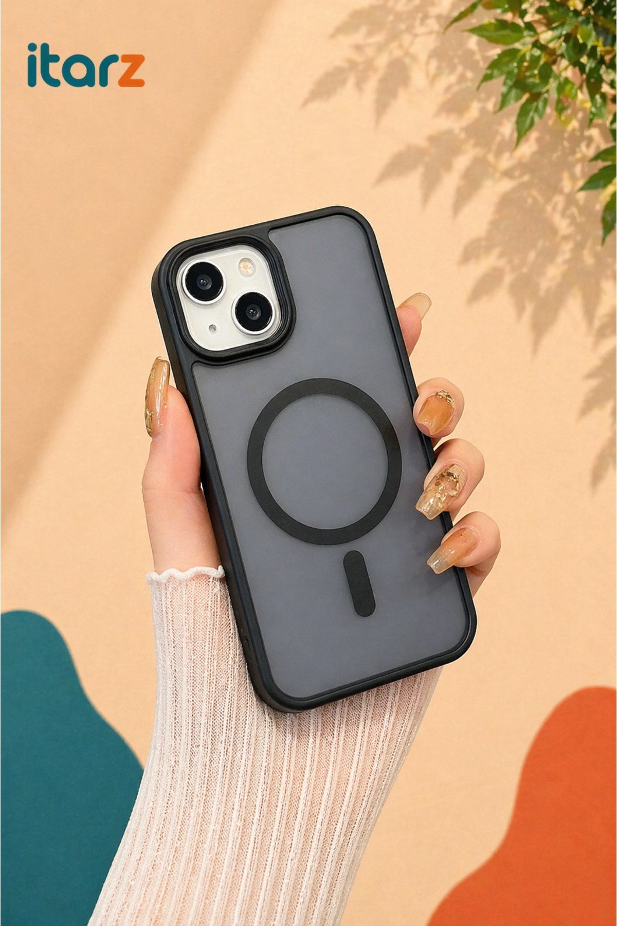 Iphone 13 Uyumlu Mat Siyah MagSafeli Mat Buzlu Şeffaf Darbe Emici Kılıf