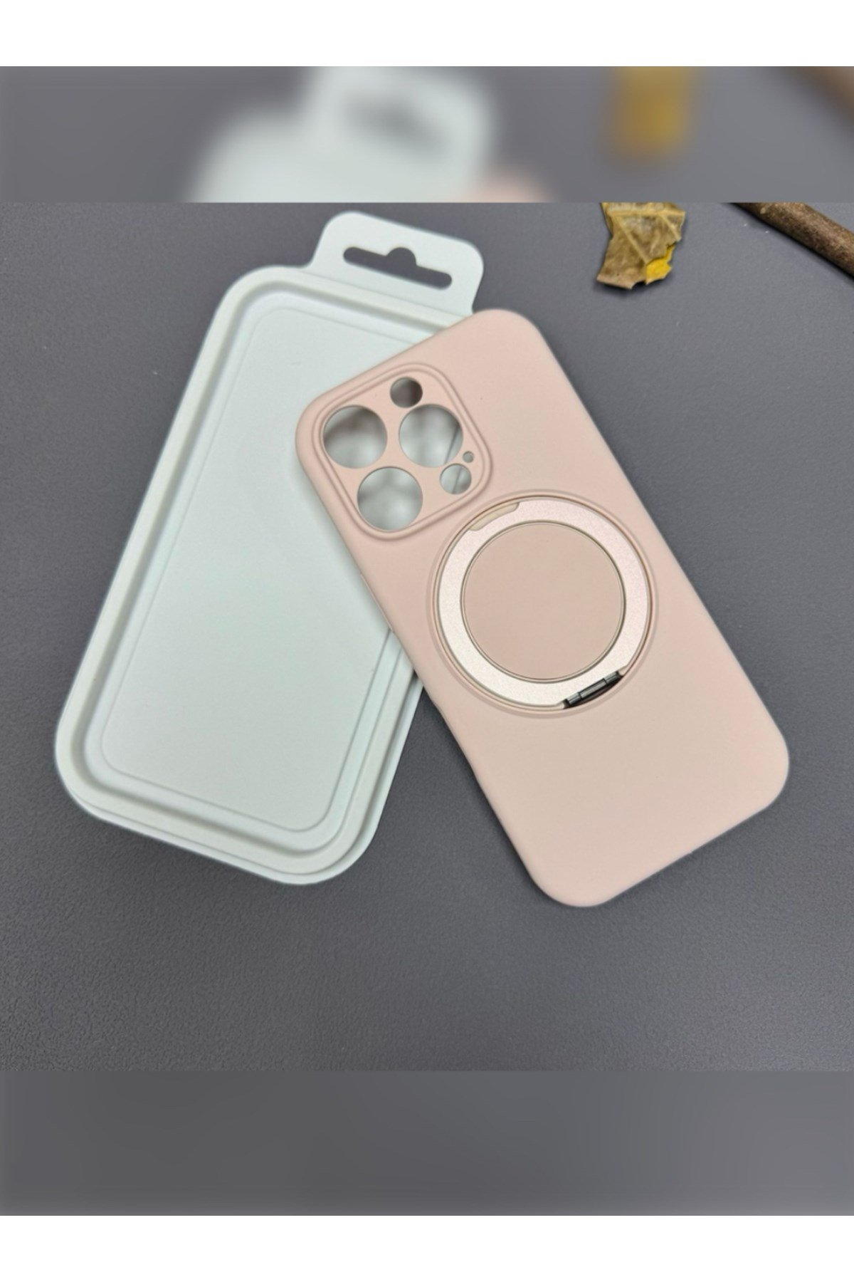 iPhone 14 Pro Max Standlı Magsafe İçi Kadife Pudra Pembe Kılıf