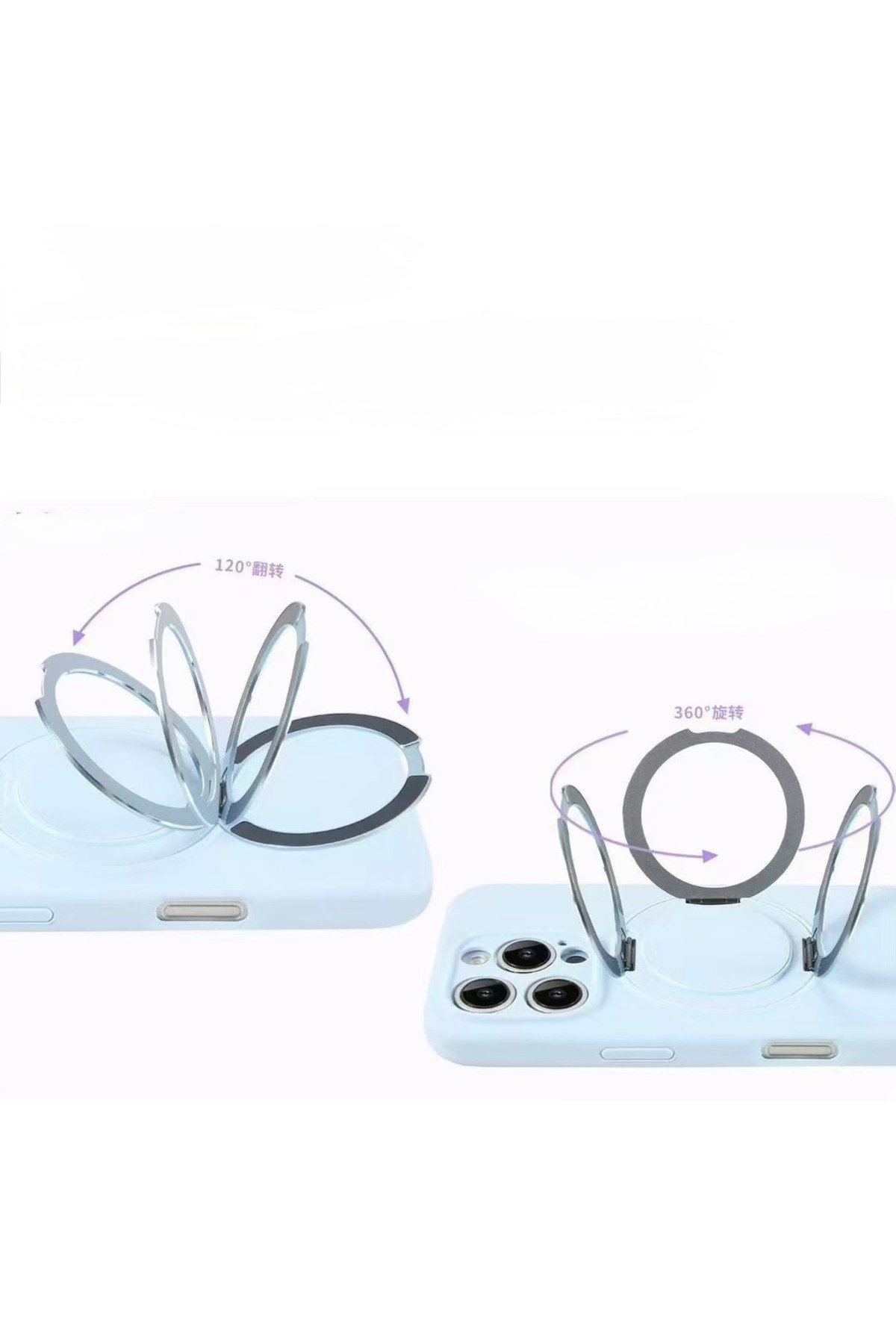 iPhone 14 Pro Max Standlı Magsafe İçi Kadife Mavi Kılıf