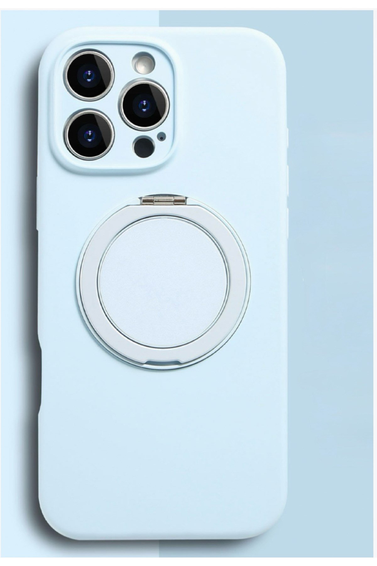 iPhone 14 Pro Max Standlı Magsafe İçi Kadife Mavi Kılıf