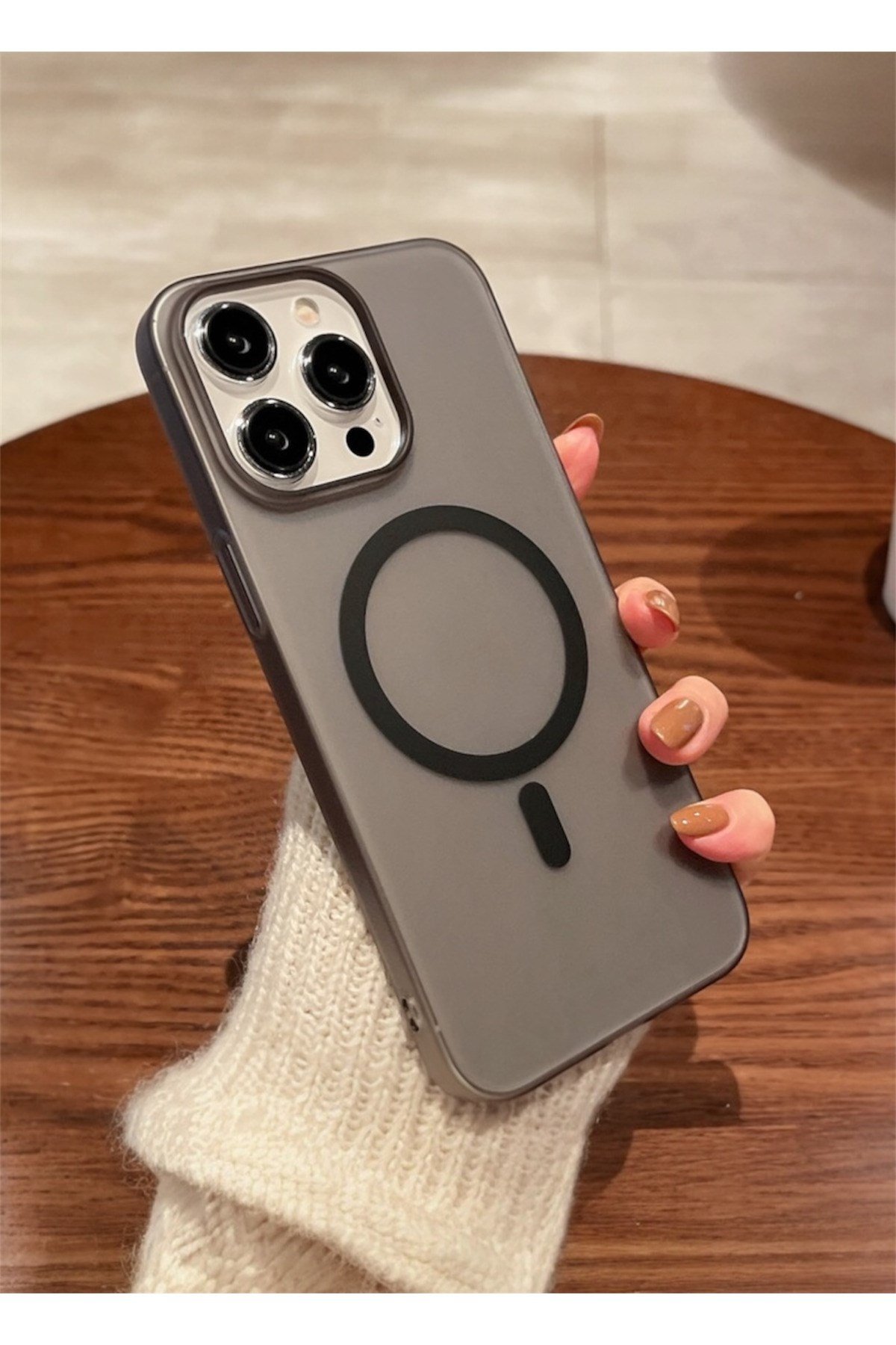 Iphone 14 Pro Max Uyumlu Mat Buzlu Siyah Magsafe Kılıf