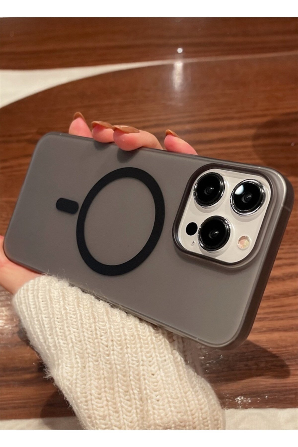 Iphone 14 Pro Max Uyumlu Mat Buzlu Siyah Magsafe Kılıf