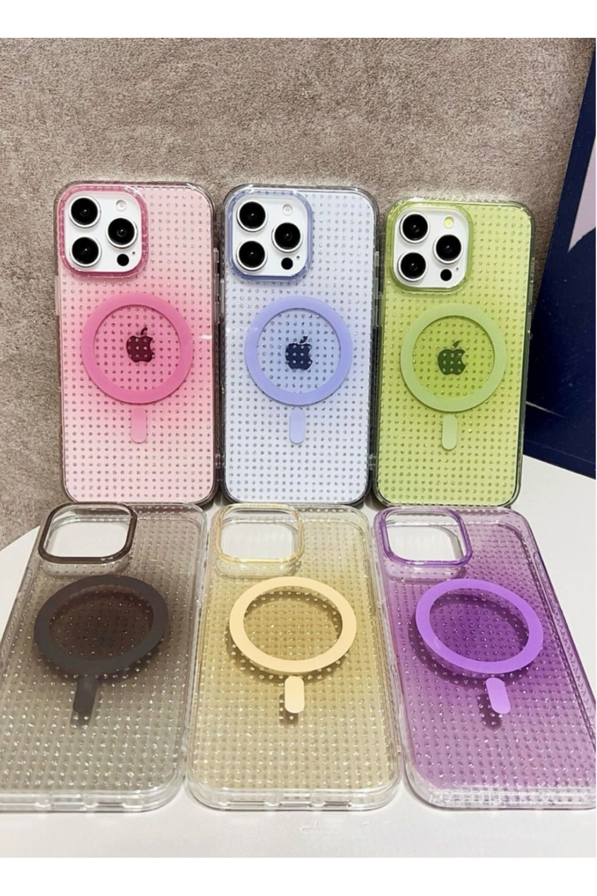 iPhone 14 Pro Max Uyumlu Şeffaf Siyah MagSafe Işıltılı Şık Kılıf