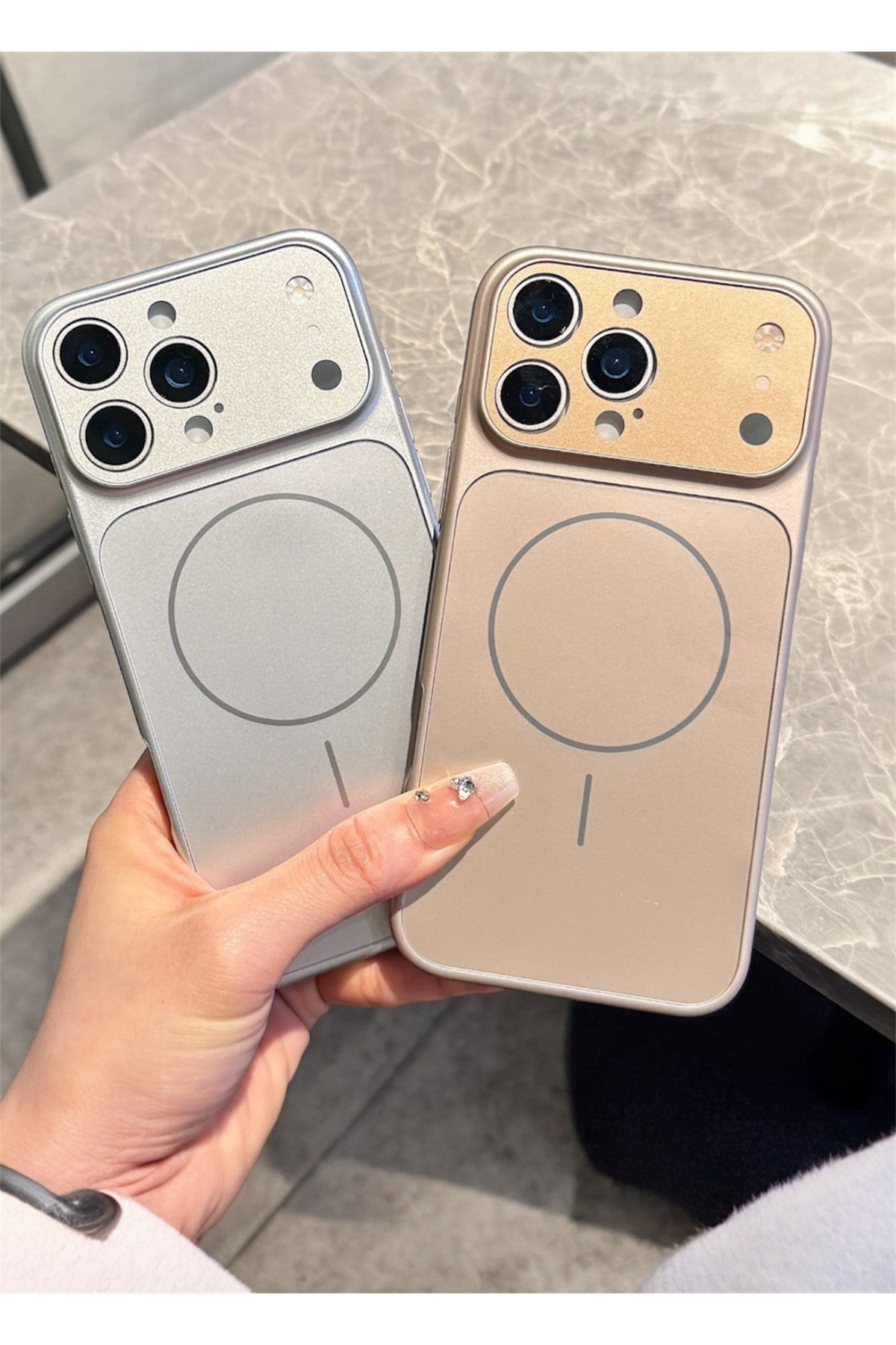 Iphone 14 ProMax Uyumlu 17 Promax Görünümlü Gri Premium Dönüşüm Kılıf MagSafeli