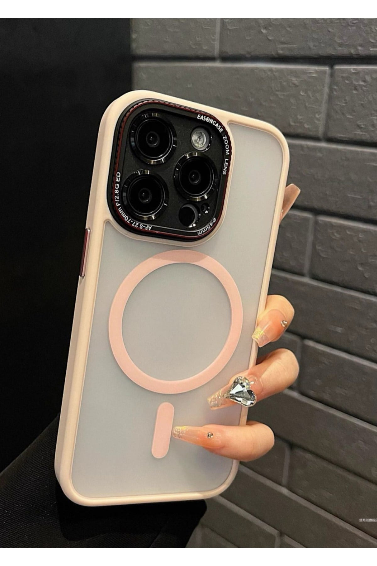 iPhone 14 Pudra Pembe Mat Magsafe Lens Korumalı Kılıf