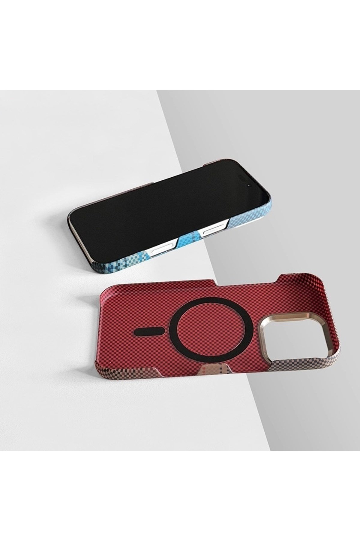 iPhone 14 Uyumlu Karbon Fiber Gizli Magsafeli Telefon Kılıfı