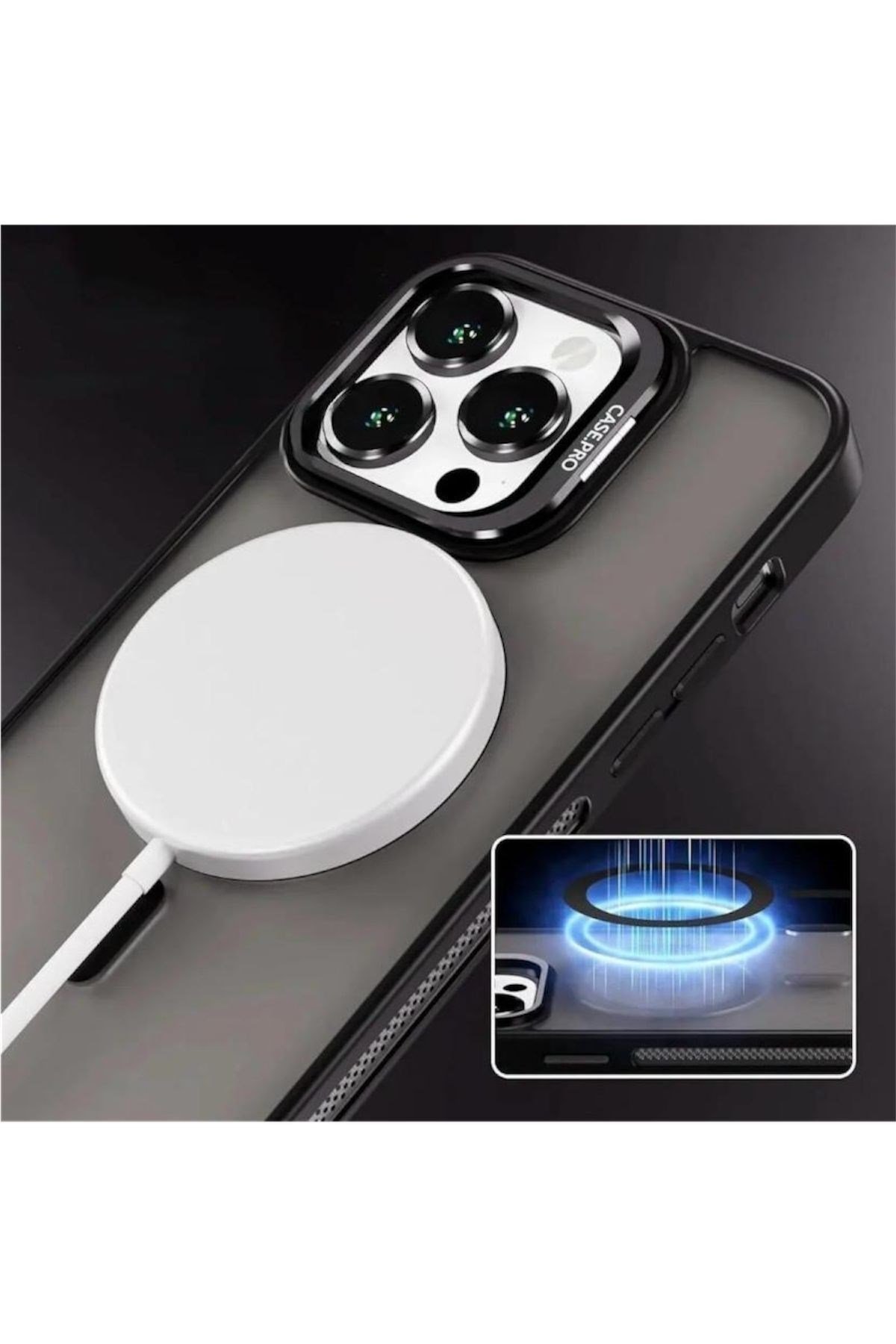 iPhone 14 Uyumlu Zırh Koruma MagSafe Destekli Standlı Kamera Lens Korumalı Mat Buzlu Şık Kılıf