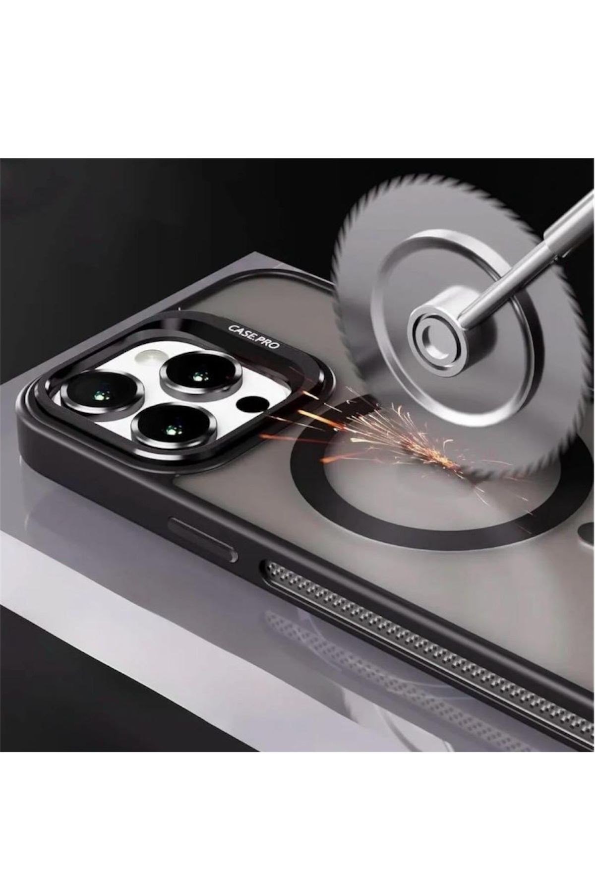 iPhone 14Pro Uyumlu Zırh Koruma MagSafe Destekli Standlı Kamera Lens Korumalı Mat Buzlu Şık Kılıf