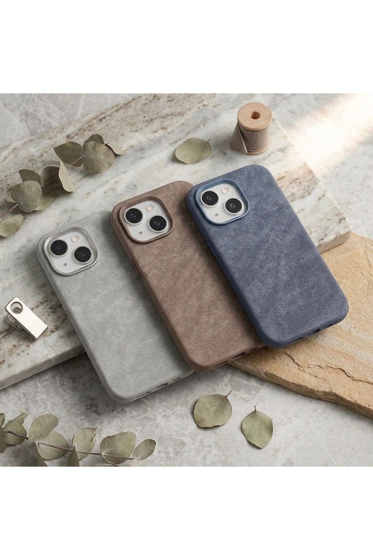 iPhone 15 Kadife Dokulu, Metal Tuşlu MagSafe Uyumlu Telefon Kılıfı Şık Darbe Koruma