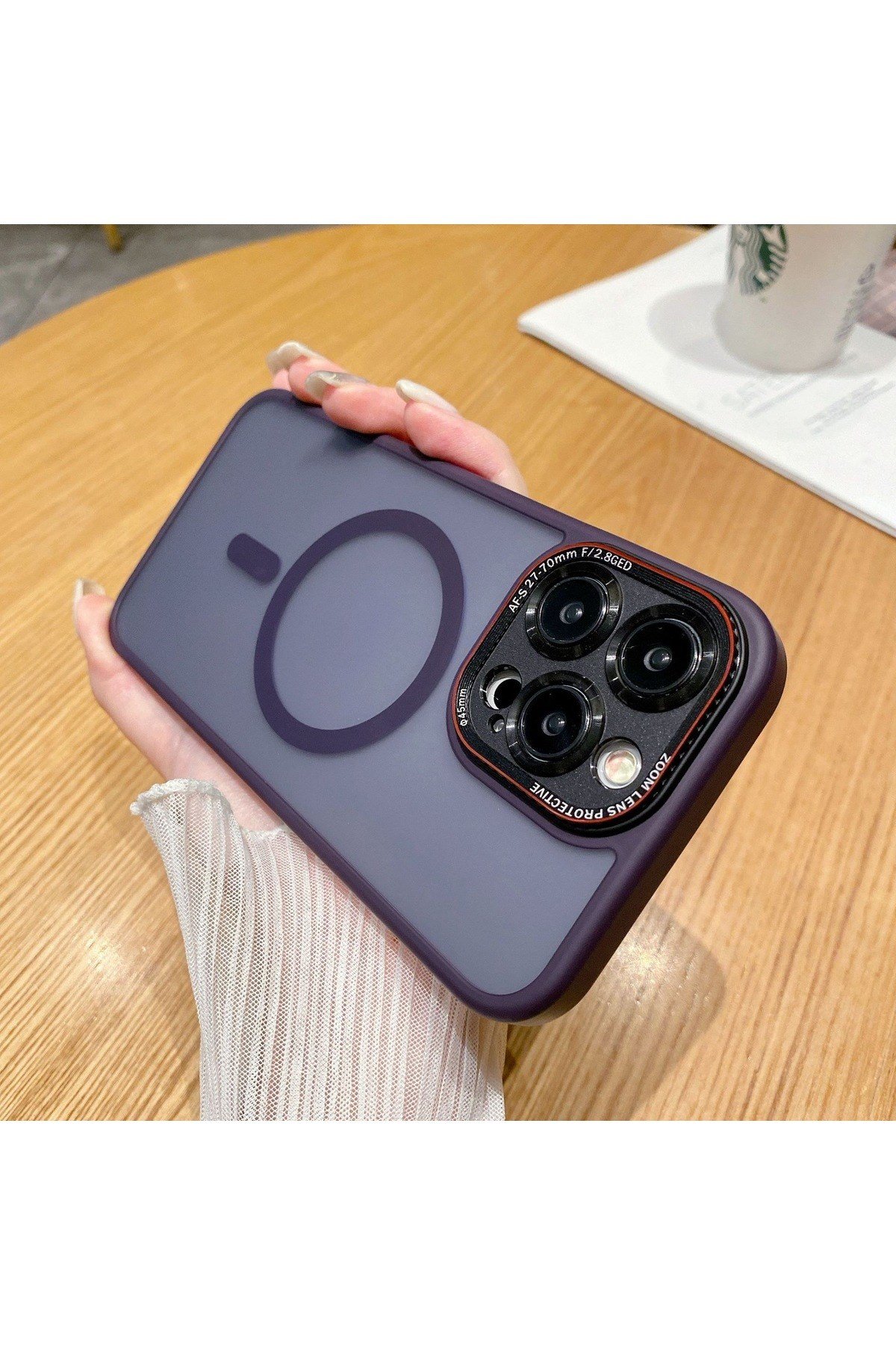 iPhone 15 Mor Mat Magsafe Lens Korumalı Kılıf