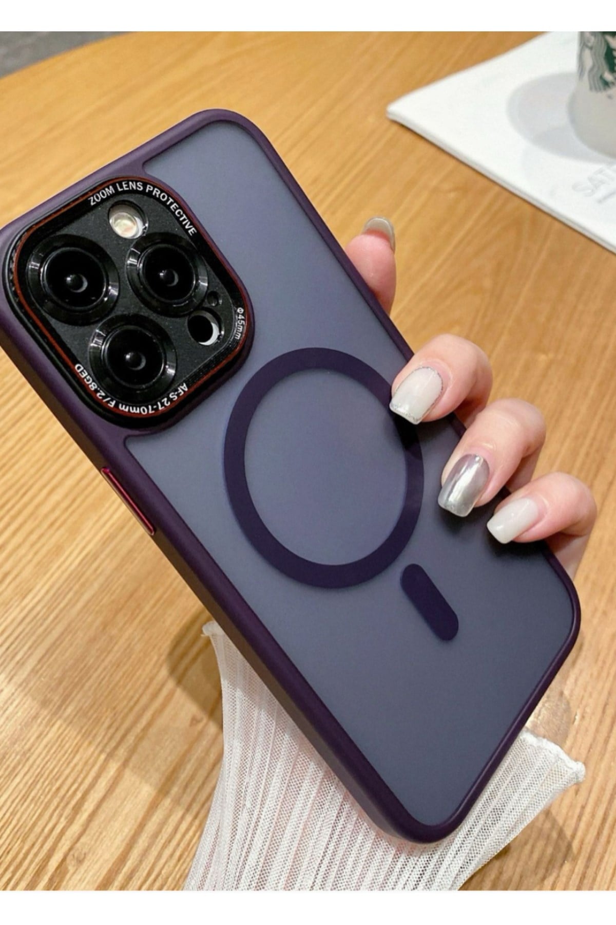 iPhone 15 Mor Mat Magsafe Lens Korumalı Kılıf