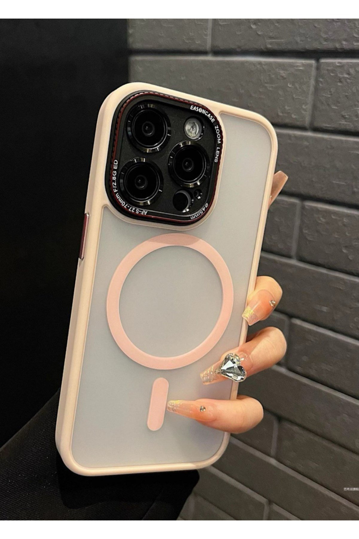 iPhone 15 Pembe Mat Magsafe Lens Korumalı Kılıf
