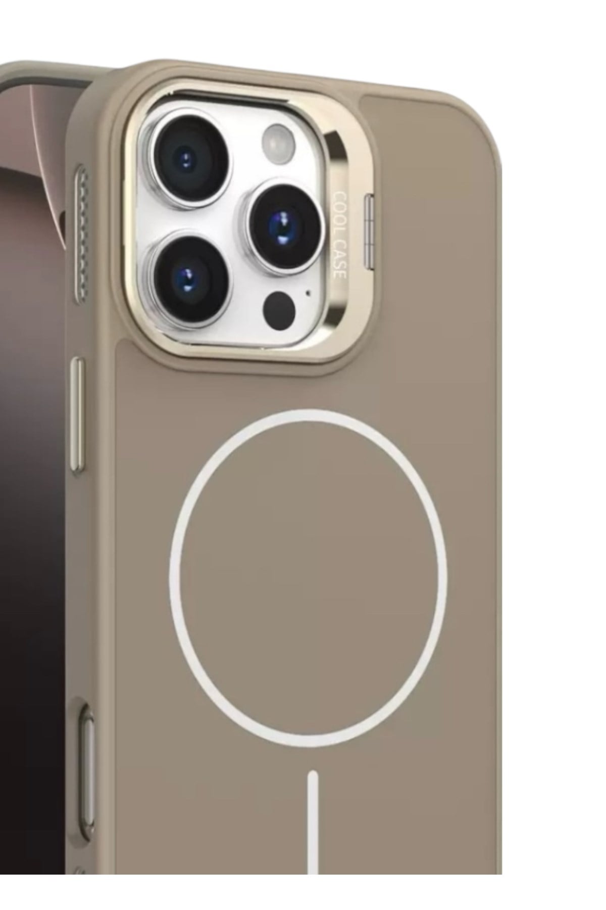 Iphone 15 Pro Max Uyumlu MagSafeli Korumalı Standlı Çöl Kılıf, Mat Soft Dokulu Premium Seri