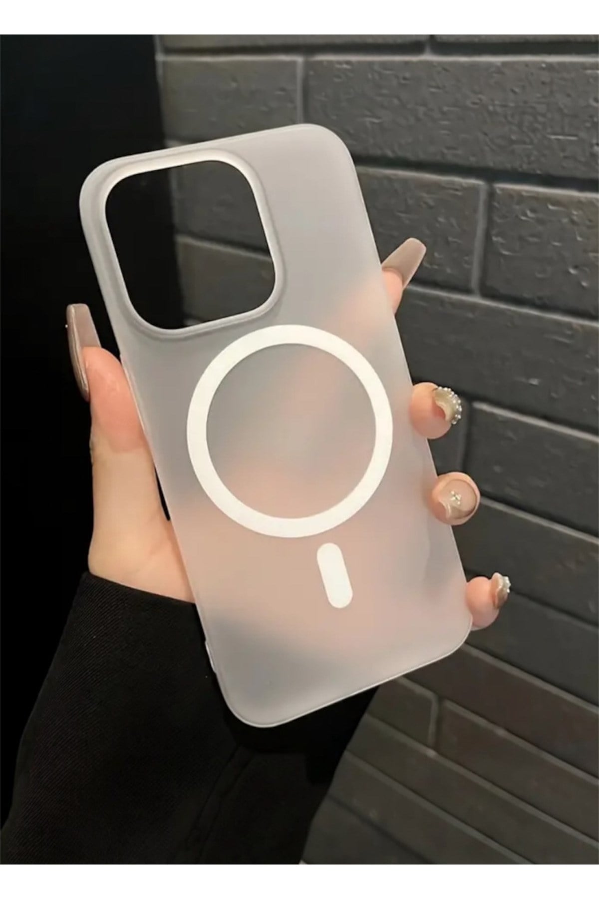 Iphone 15 Pro Max Uyumlu Mat Buzlu Beyaz Magsafe Kılıf
