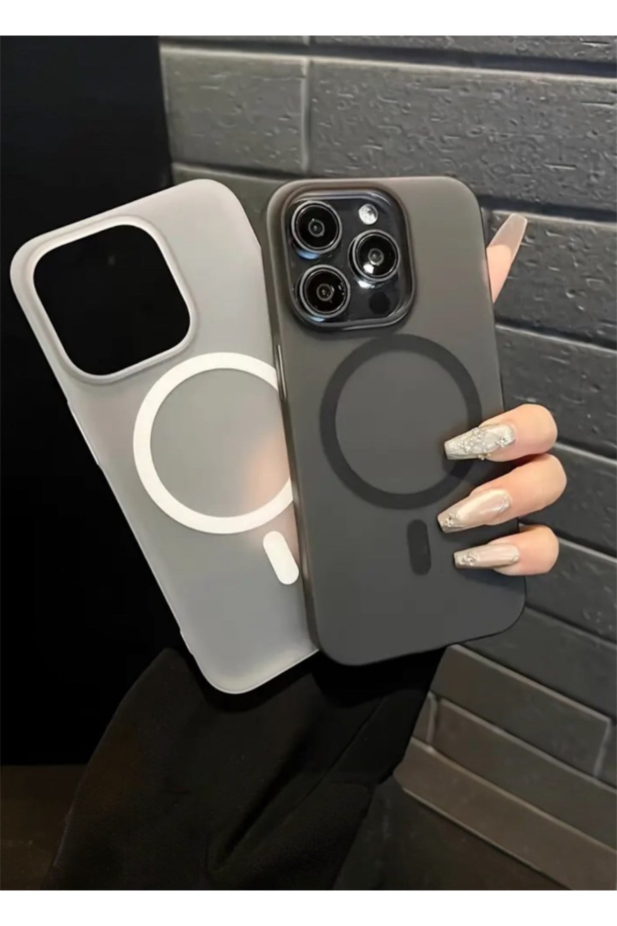 Iphone 15 Pro Max Uyumlu Mat Buzlu Beyaz Magsafe Kılıf