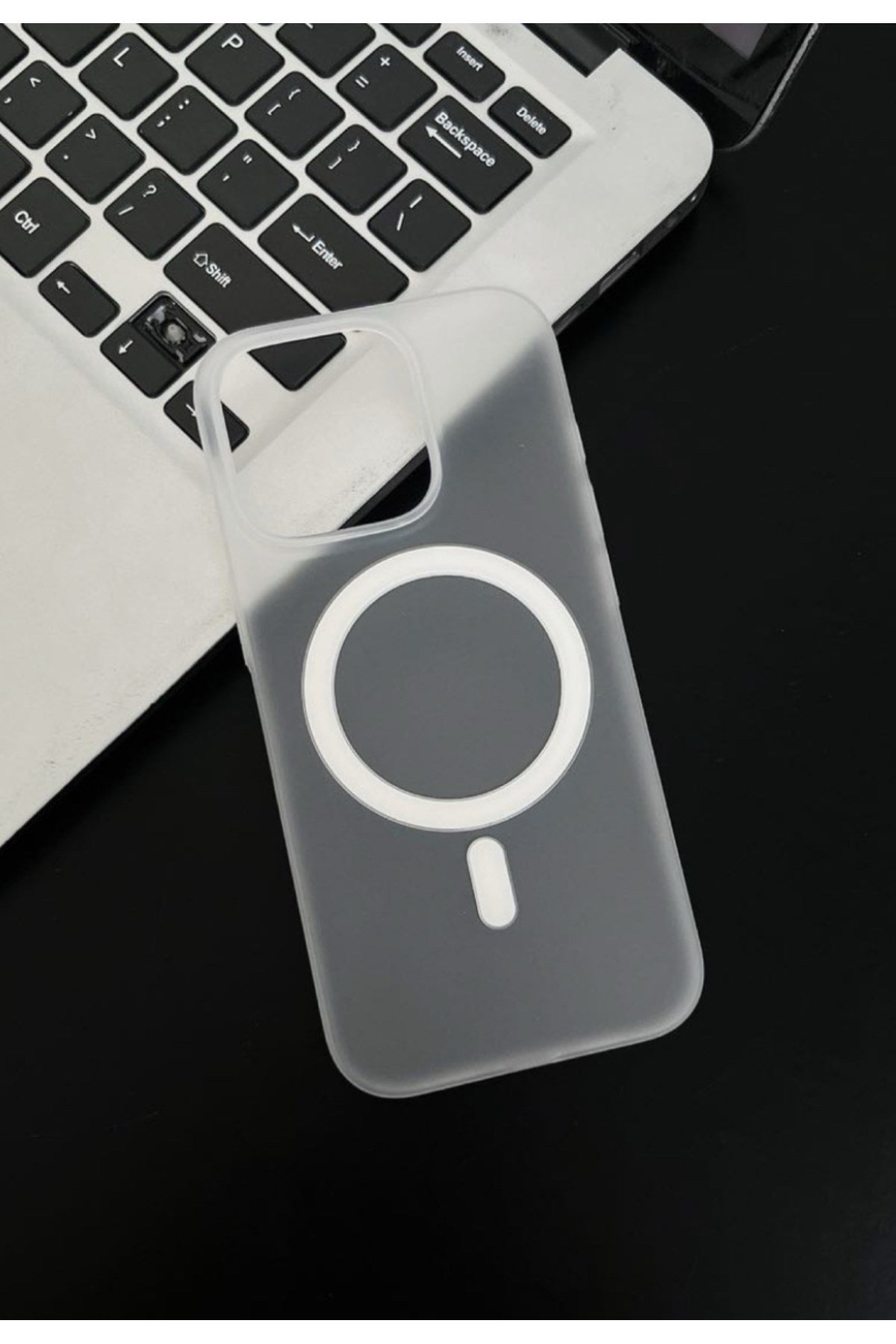 Iphone 15 Pro Max Uyumlu Mat Buzlu Beyaz Magsafe Kılıf