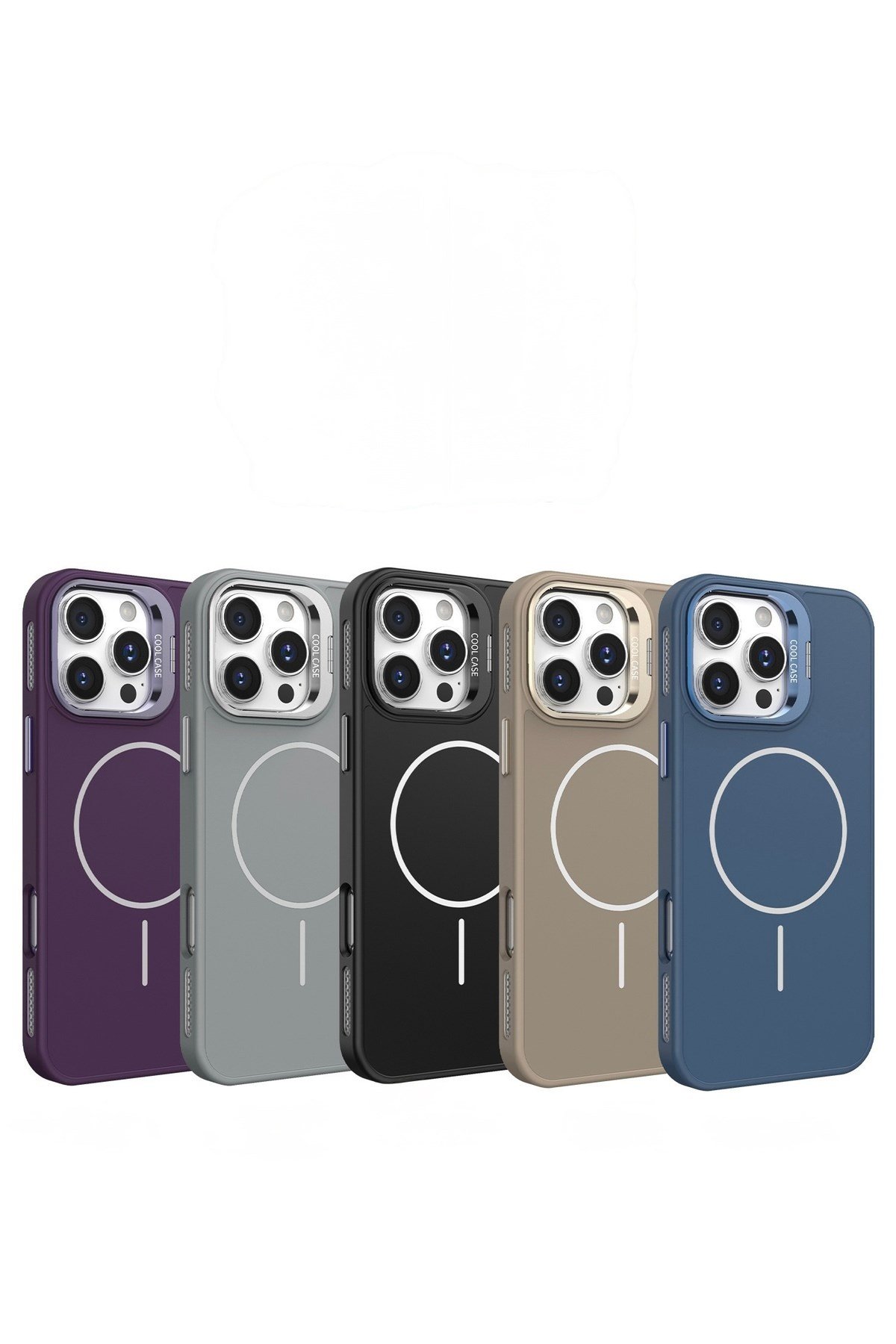 Iphone 15 Pro Uyumlu MagSafeli Mavi Kamera Korumalı Standlı Kılıf, Mat Soft Dokulu Premium Seri