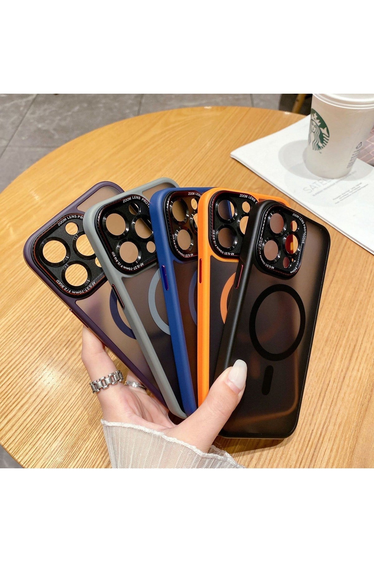 iPhone 15 Uyumlu Turuncu Mat Magsafe Lens Korumalı Kılıf