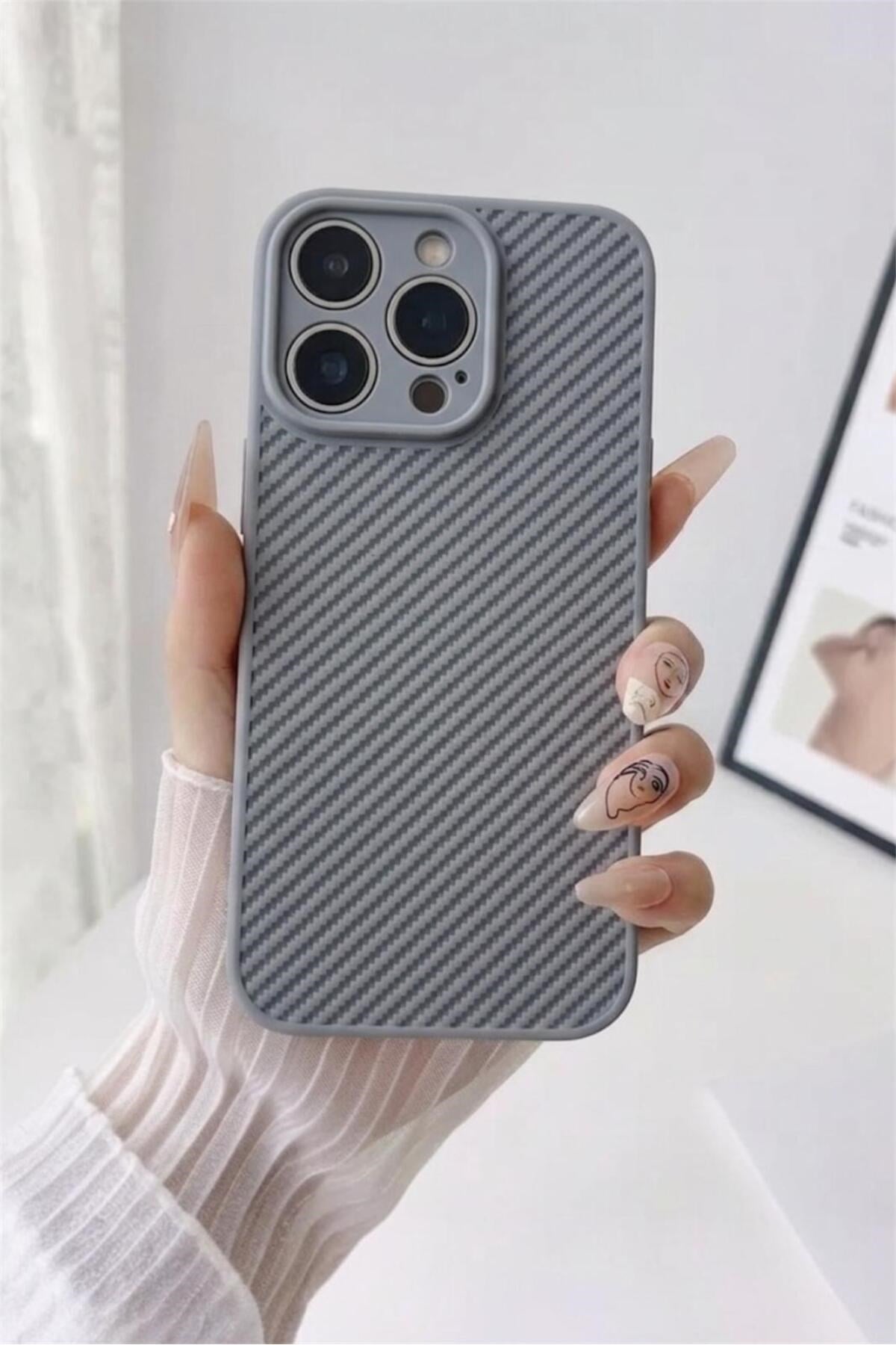 iPhone 15ProMax Dokulu Kamera Korumalı Trend Silikon Köşeli Darbe Koruma Kılıf