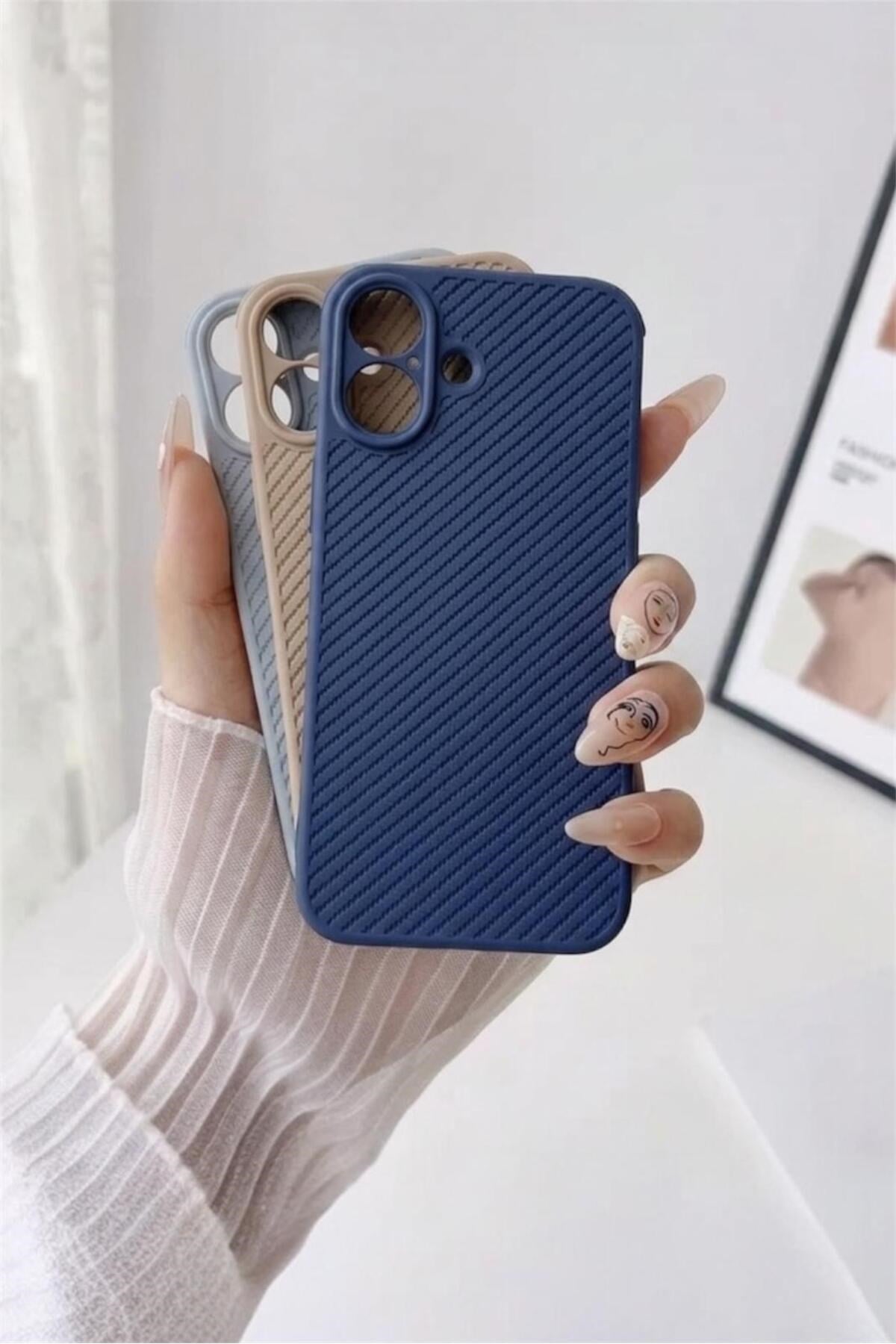 ıPhone 16 Dokulu Kamera Korumalı Trend Silikon Köşeli Darbe Koruma Kılıf