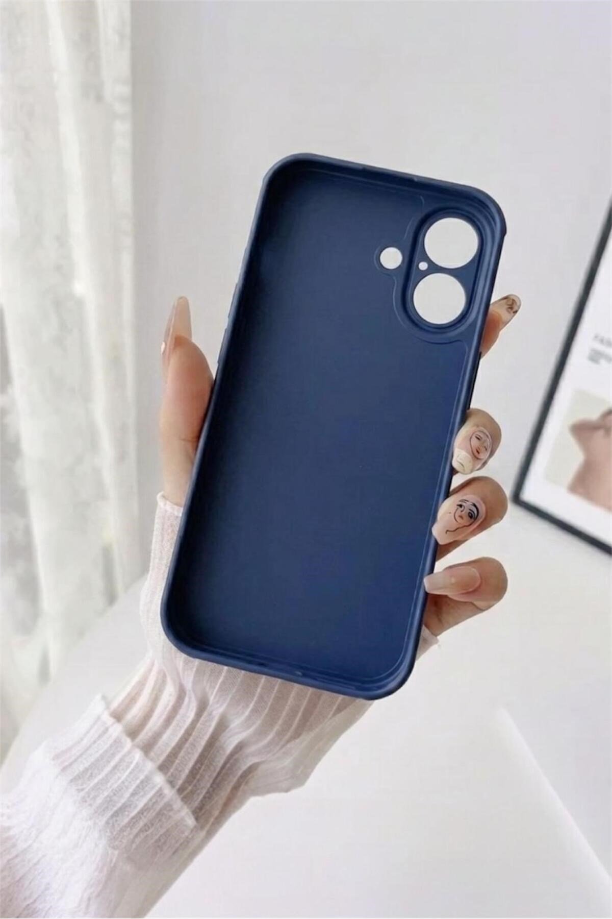 ıPhone 16 Dokulu Kamera Korumalı Trend Silikon Köşeli Darbe Koruma Kılıf