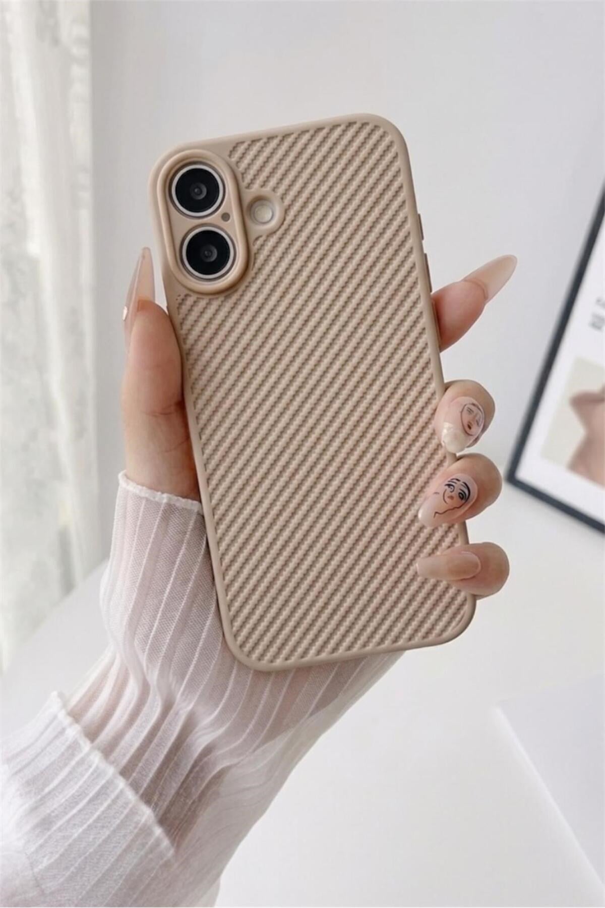 ıPhone 16 Dokulu Kamera Korumalı Trend Silikon Köşeli Darbe Koruma Kılıf