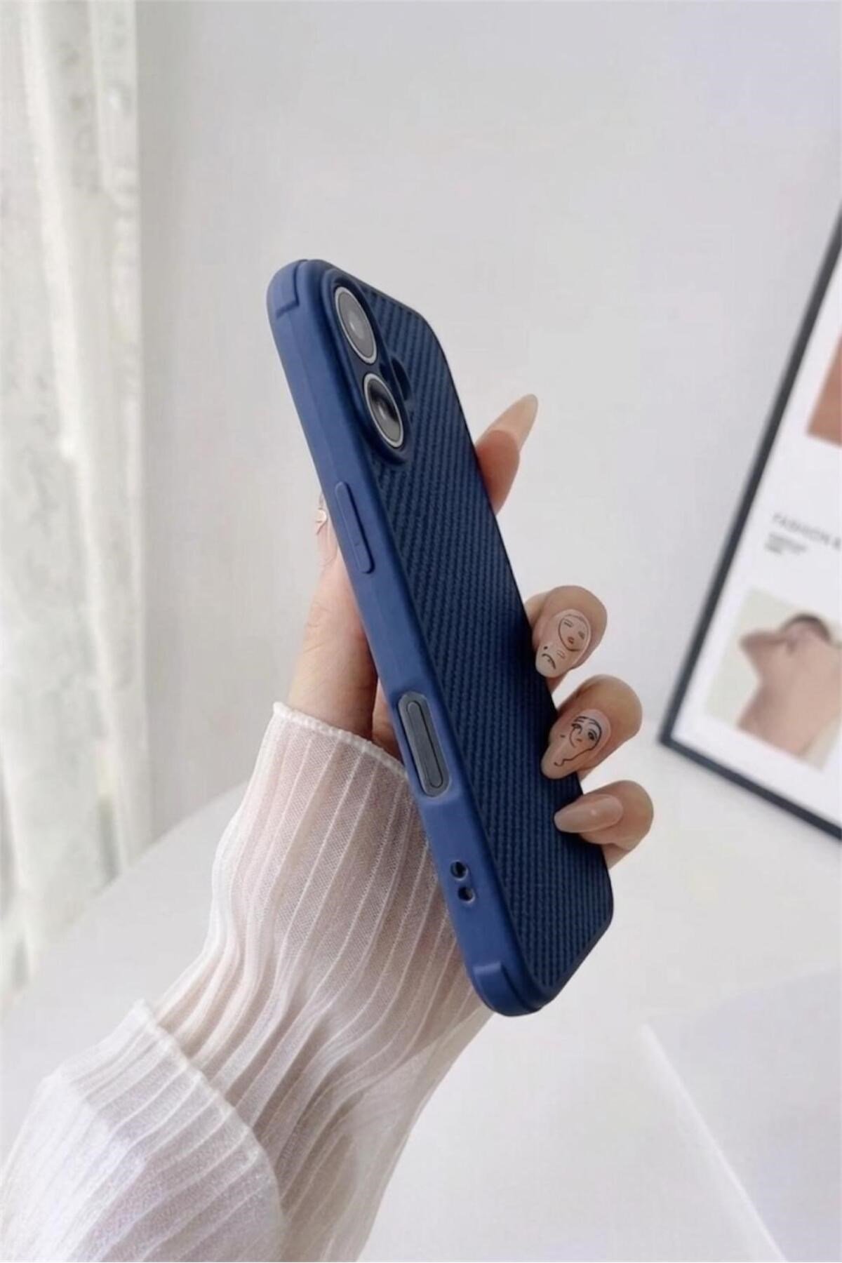 ıPhone 16 Dokulu Kamera Korumalı Trend Silikon Köşeli Darbe Koruma Kılıf