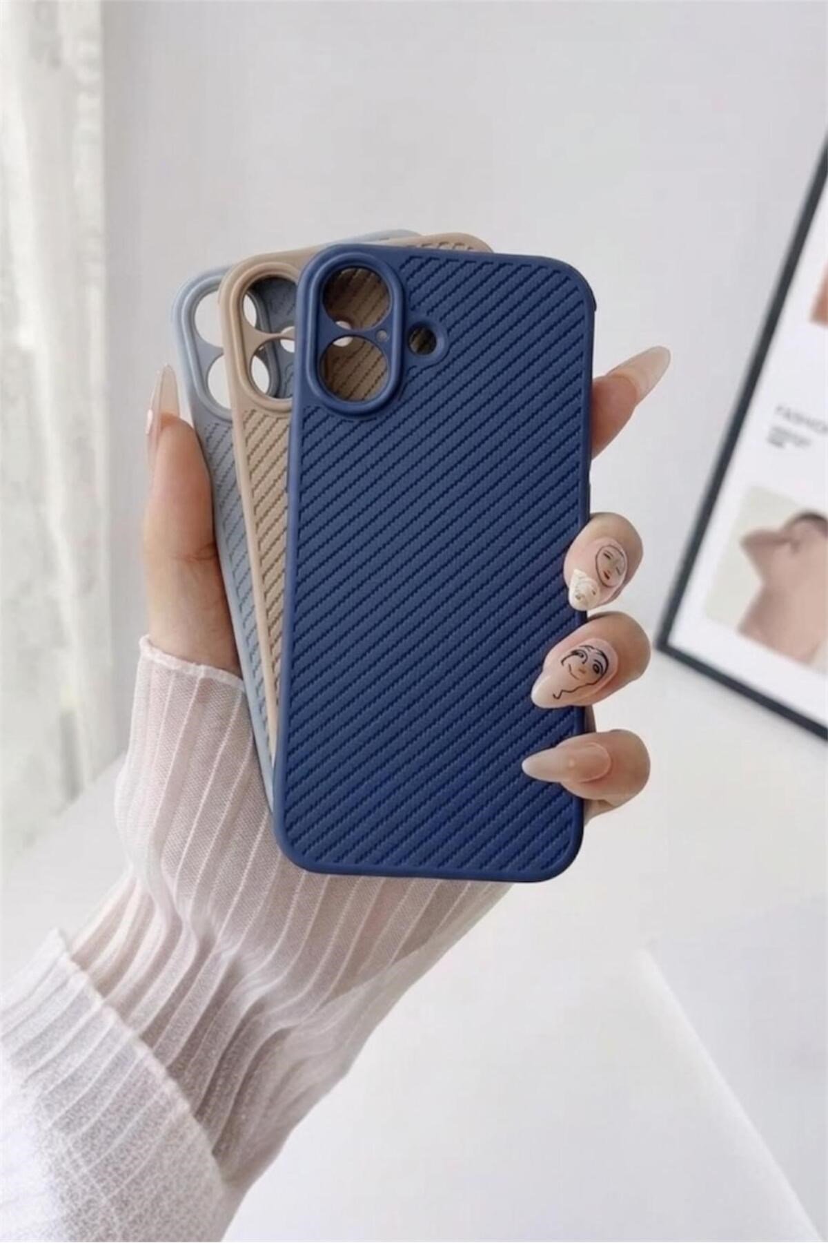 ıPhone 16 Dokulu Kamera Korumalı Trend Silikon Köşeli Darbe Koruma Kılıf
