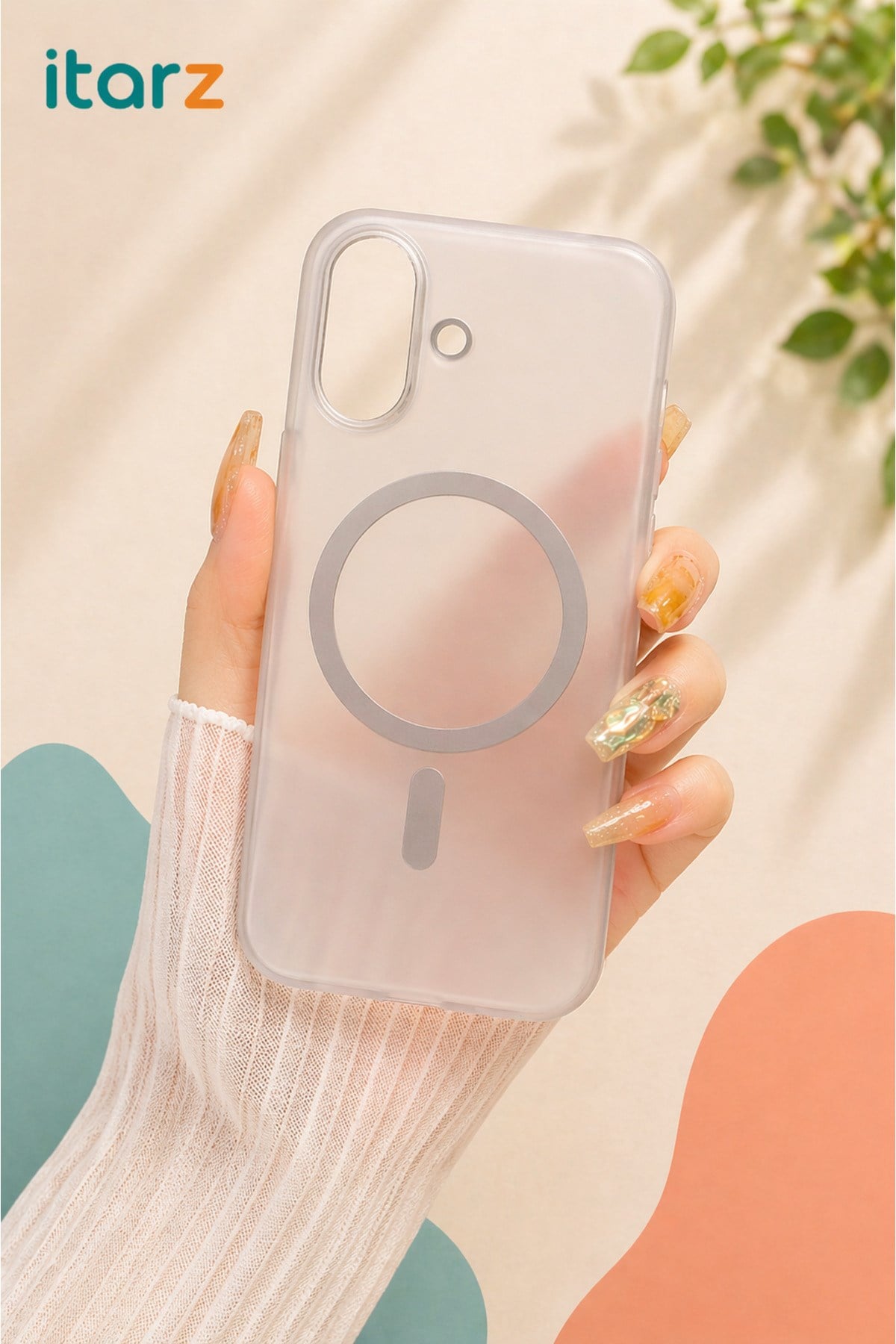 Iphone 16 Plus Uyumlu MagSafeli Buzlu Gri Mat Sert Şeffaf Trend Kılıf