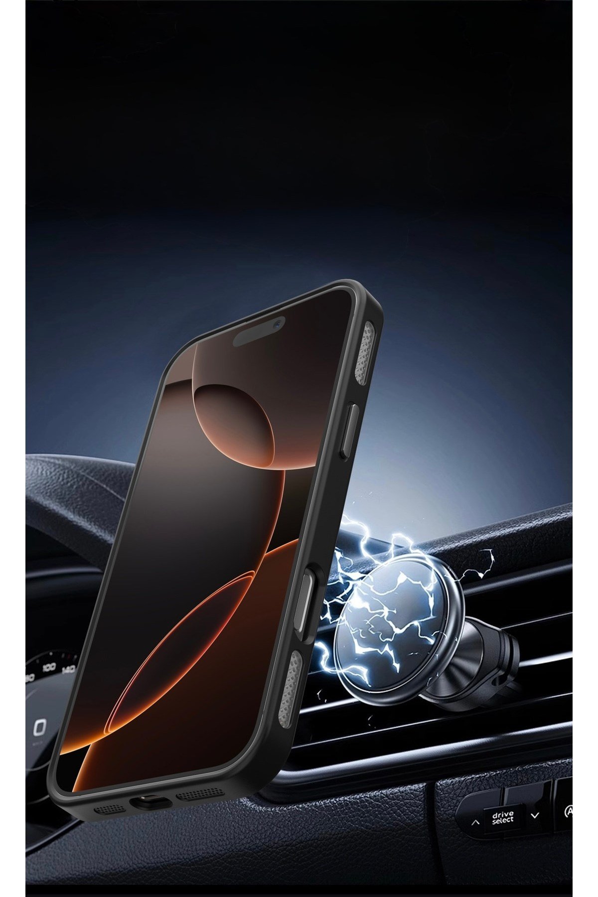 Iphone 16 Pro Max Uyumlu MagSafeli Siyah Kamera Korumalı Standlı Kılıf, Mat Soft Dokulu Premium Seri