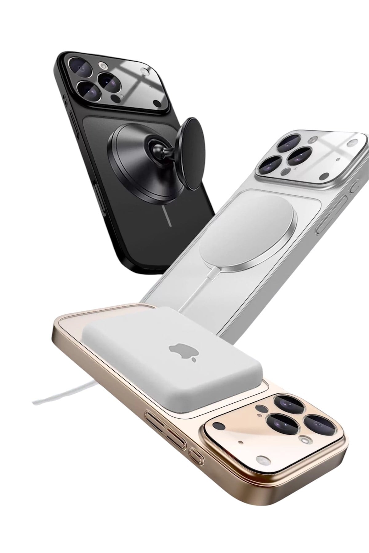 Iphone 16 Pro Uyumlu 17 Promax Görünümlü Gri Premium Dönüşüm Kılıf MagSafeli